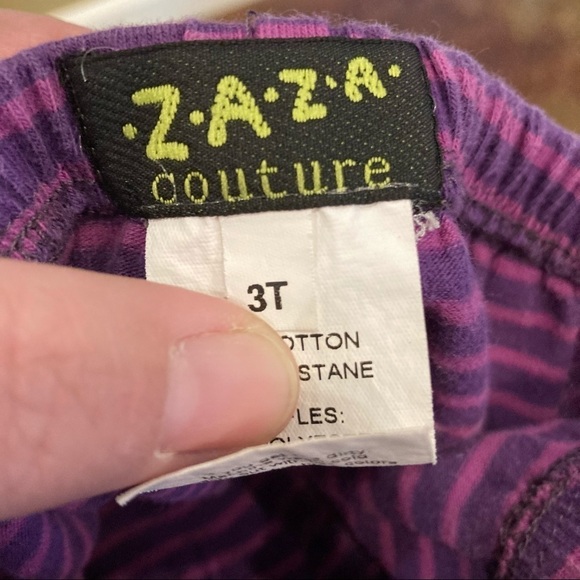 Zaza Couture Purple Striped Ruffle Pants - Picture 3 of 3